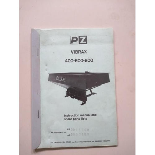 210 - PZ Vibrax 400-600-800 instruction manual and spare parts list x3 and Rauch 430, 600, 1000 manual. 4