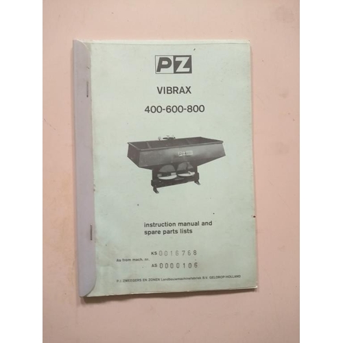 210 - PZ Vibrax 400-600-800 instruction manual and spare parts list x3 and Rauch 430, 600, 1000 manual. 4