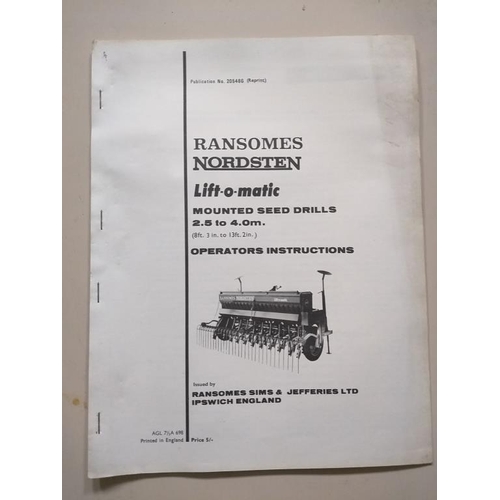 212 - Ransomes operators instructions manuals, Gang mowers, lift-o-matic mounted seed drill, universal fer... 