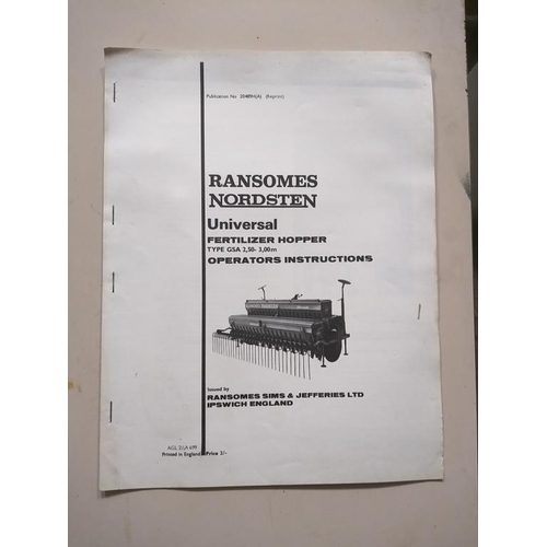 212 - Ransomes operators instructions manuals, Gang mowers, lift-o-matic mounted seed drill, universal fer... 