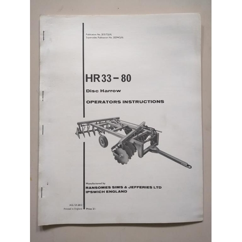 212 - Ransomes operators instructions manuals, Gang mowers, lift-o-matic mounted seed drill, universal fer... 