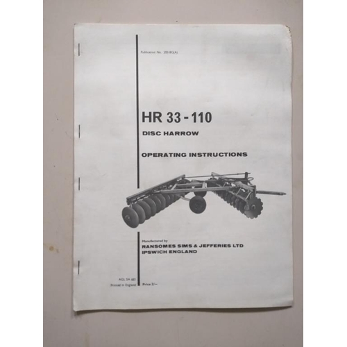 212 - Ransomes operators instructions manuals, Gang mowers, lift-o-matic mounted seed drill, universal fer... 