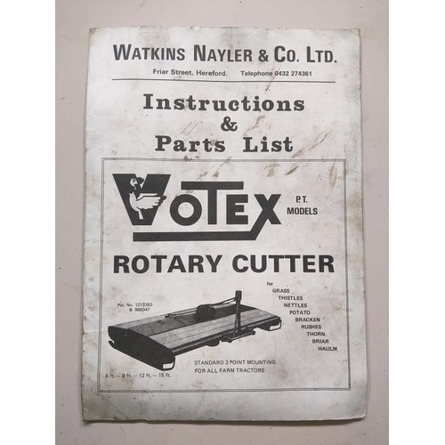 216 - The Standen multibeet instruction manual and spare parts list, Watkins Nayler & Co rotary cutter ins... 