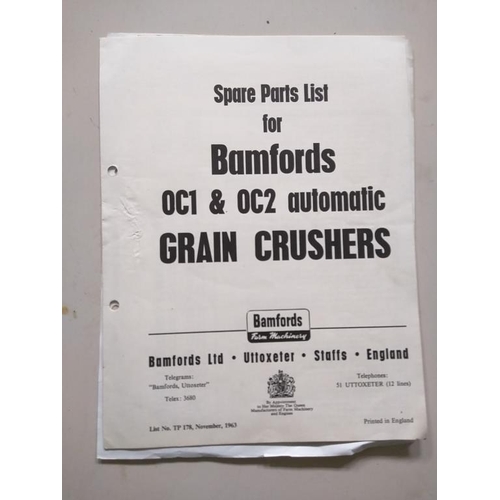 66 - Bamford grain crusher instruction book, parts list and supplement parts book.