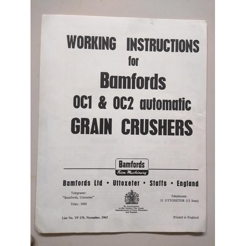 66 - Bamford grain crusher instruction book, parts list and supplement parts book.