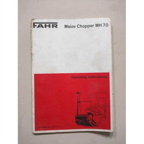 75 - Selection of Fahr manuals to include MH70 maize chopper, KU25 Apollo haymaker, Turbo mower KM and se... 