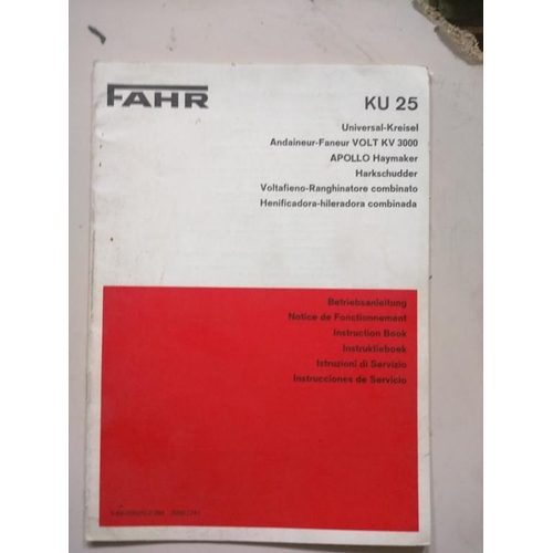 75 - Selection of Fahr manuals to include MH70 maize chopper, KU25 Apollo haymaker, Turbo mower KM and se... 