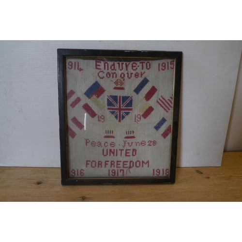 452 - 1914-1918 Cross stitch in frame