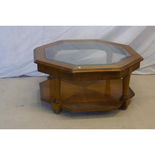 49 - Octagonal glass top coffee table