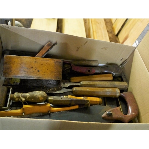 380 - Box of vintage chisels and planes