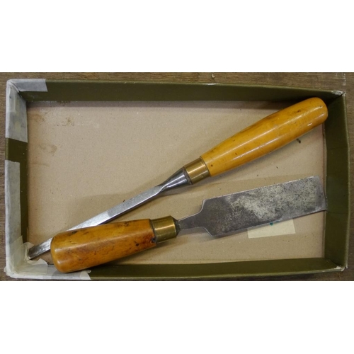 490 - 1 Sorby,  1 1/2 chisel and mortice chisel