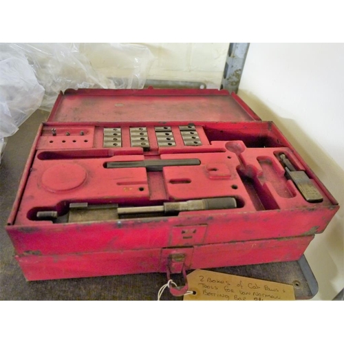 20 - 2 Toolboxes of car parts and tools for Van Norman boring bar