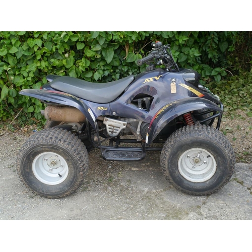 63 - ATV 90cc quadbike. Runs. Not registered