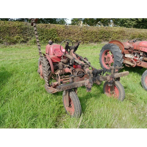 580 - David Brown 597S ex Arthur Vincent 2D tractor, runs, narrow configuration, with mid mounted mower. O... 