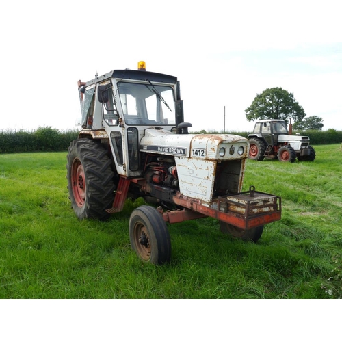 602 - Case David Brown 1412 tractor. 2 Wheel drive, as found, Ripvator rear loader. Reg. XEX 101S