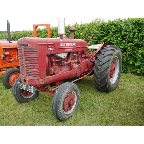 117 - International W6 standard tractor. Early restoration, wheel weights, pulley. Runs. Reg. FUP148. V5. ... 