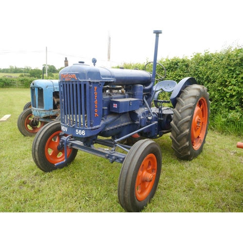 130 - Fordson E27N tractor. Early restoration, no hydraulics, no PTO. Runs. Reg. HDV 566. V5. +VAT