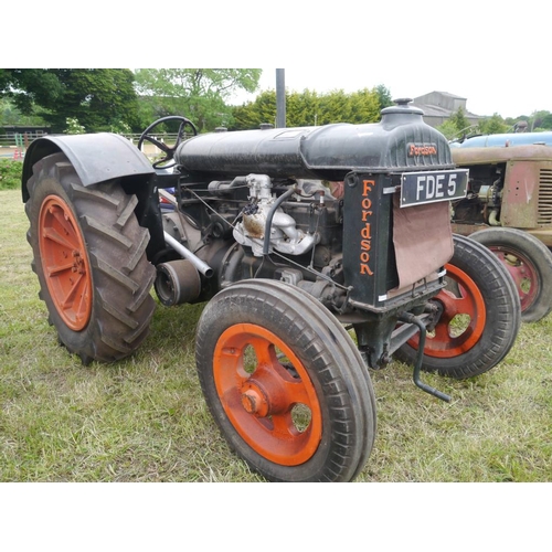 161 - Fordson Standard N tractor. Early restoration, green, wide wing, Dunlop rear wheels, good tyres. Reg... 