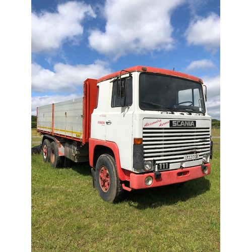 190 - Scania 111 drop side lorry with 3 way tipper. Runs. French import. Reg LT221708+VAT