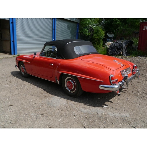 198 - Mercedes-Benz  SL190 LHD convertible. 1955. Excellent condition. Runs well. Reg 92582K.