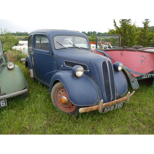 200 - Ford Anglia. 2 door. Model. E494A. Blue. 90225miles. With Key. Reg. KVB 590