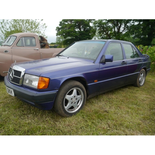 214 - Mercedes 190E. 1993. Blue. 148897miles. Runs. Some history. Registered colour change from Silver on ... 