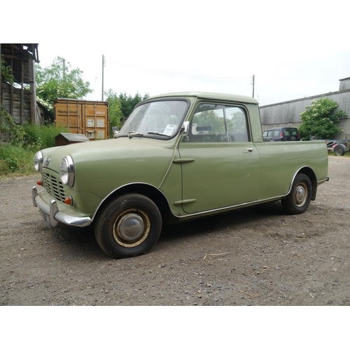 220 - Mini Pick up. 1962. Cover and tilt. One owner, runs well. 62,800miles. C/w old MOT papers up to 2012... 