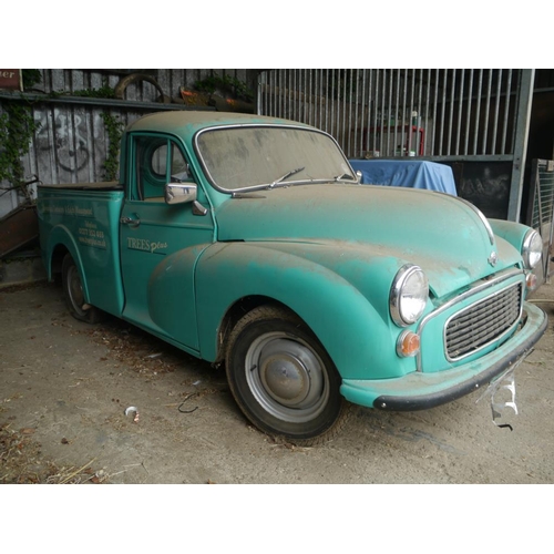 225 - Morris minor 1000 pick up. 1970. 1198cc. Restored, barn find, runs well. C/w lots of paperworl and h... 