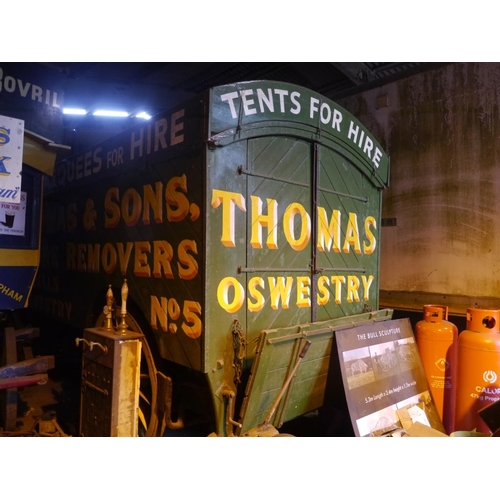 242 - Horse drawn furniture removal van. J.E Thomas & sons of Oswestry on 4 wheels