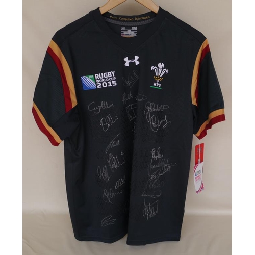 125 - Official 2015 Rugby World Cup Wales away shirt signed by all 31 squad members