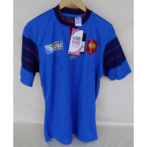 126 - Official 2015 Rugby World Cup France home shirt signed by all 31 squad members