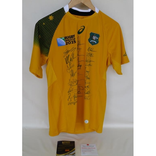 127 - Official 2015 Rugby World Cup Australia home shirt signed by all 31 squad members