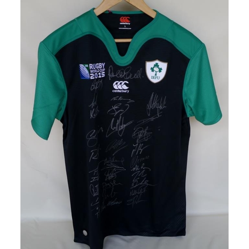 129 - Official 2015 Rugby World Cup Ireland away shirt signed by all 31 squad members