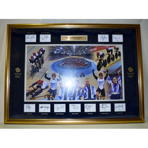 67 - London 2012 British track cycling team framed montage. Captures imagery from each of the 7 gold meda... 