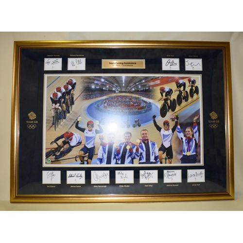 95 - London 2012 British track cycling team framed montage. Captures imagery from each of the 7 gold meda... 