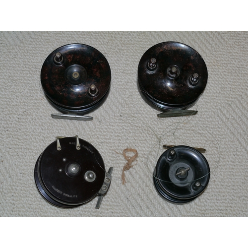 380 - 4 Bakalite fly reels, 2 Elo, Allcock aerialite, 1 other