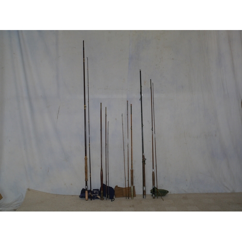 385 - 5 Assorted fishing rods to include a Hardy’s Richard Walker Superlite flyrod and a Paul and Son 9ft ... 