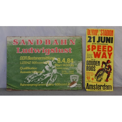 104 - Amsterdam speedway poster and German Sanbahn poster 26x12