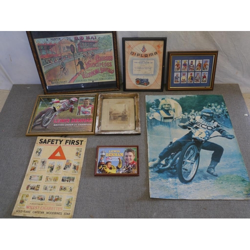 108 - Assorted speedway pictures, posters and bicycle posters