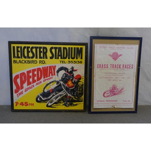 109 - 2 Speedway and grasstrack posters. Leicester and Ottervale