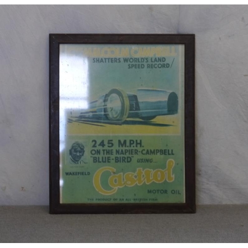 111 - Framed Malcolm Campbell world speed record in Bluebird poster 25x20