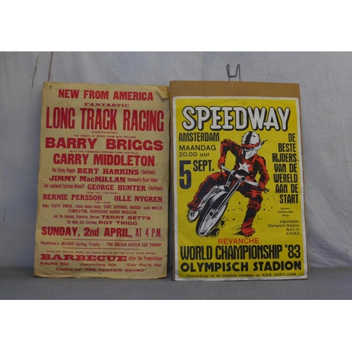 118 - Double sided poster board- Coatbridge and Cradley Heath speedway posters and American long track rac... 