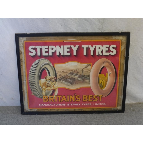 128 - Stepney tyres framed poster 17x21.5