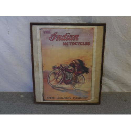 130 - Framed Indian motorcycles poster 16.5x11.5