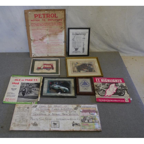 135 - Large quantity of automobilia posters and Isle Of Man TT