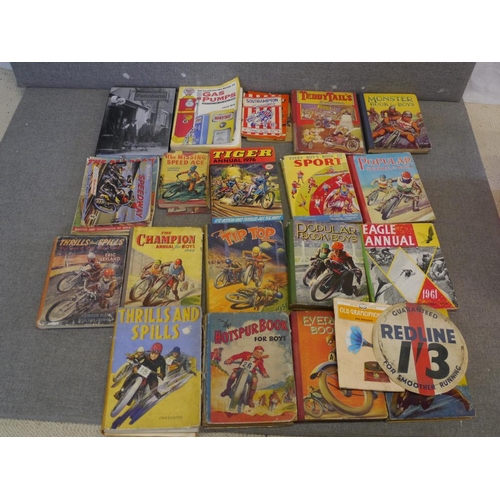 156 - Large quantity of boys annuals, petroliana books and speedway programmes