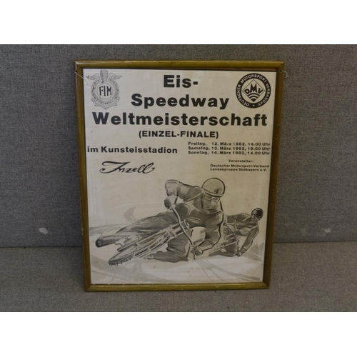 162 - German ice speedway poster framed