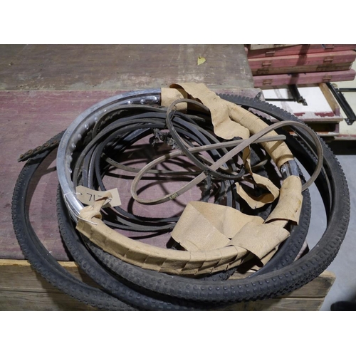 342 - Quantity of bicycle tyres and new Norad speedway rim