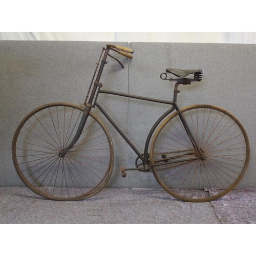 415 - Cushion Tired Referee Diamond framed gents bicycle with solid rubber tyres and block chain drive. 30... 