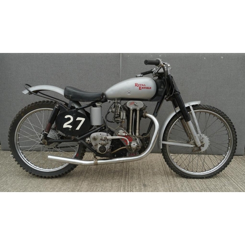 440 - Royal Enfield grasstrack bike. JAP engine. Ridden by Dick Tolly to win the first grasstrack champion... 